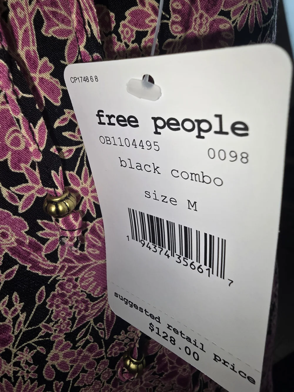 Free People Women’s Bon Voyage Midi Dress Black Combo Floral NWT M